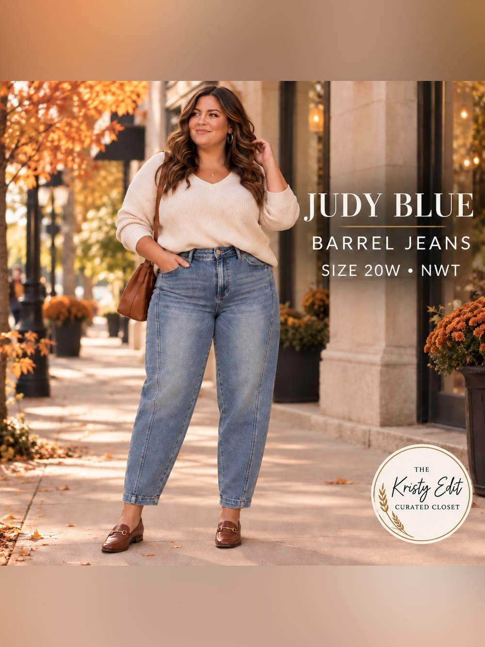 NWT Judy Blue Barrel Fit Front Seam Jeans Medium Wash 20W JB88959